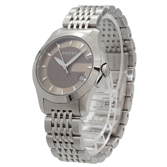 GUCCI G Timeless 126.5 Quartz Date Silver Dial Women Watch 90285301 - Picture 1 of 6